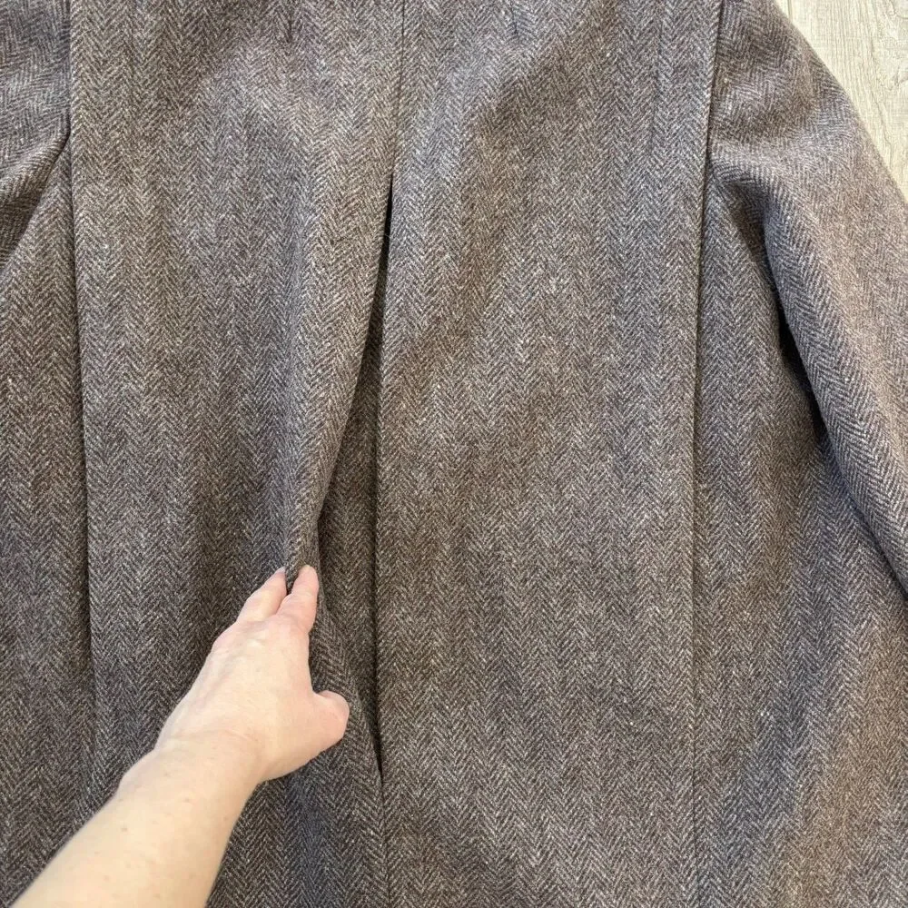 Vintage Jill Jr Womens Herringbone Wool Coat Size M/L 60s Union Made USA Classic - Picture 6 of 16